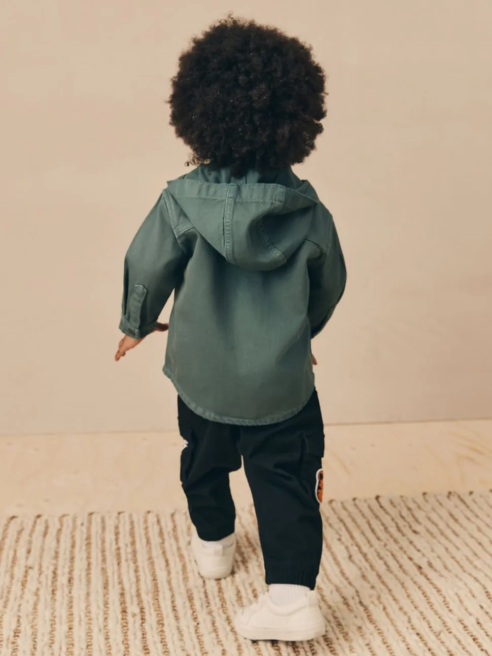 Bleu sarcelle foncé - Ensemble surchemise et t-shirt à capuche en sergé (3mois7ans)