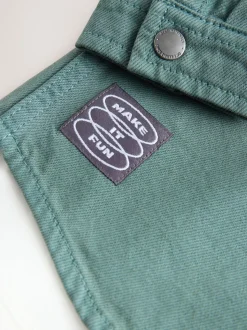 Bleu sarcelle foncé - Ensemble surchemise et t-shirt à capuche en sergé (3mois7ans)