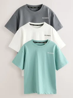 Bleu Sarcelle/Gris - Lot de 3 t-shirts décontractés smALLSAINTS Garçons à col rond