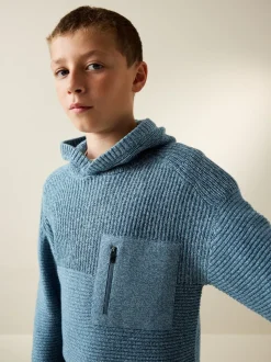 Bleu torsadé - Sweat-shirt à capuche en maille utilitaire (3-16ans)