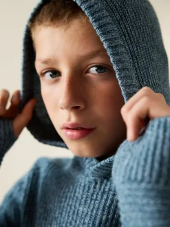 Bleu torsadé - Sweat-shirt à capuche en maille utilitaire (3-16ans)