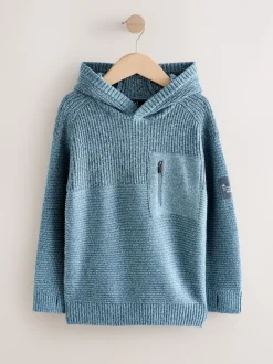Bleu torsadé - Sweat-shirt à capuche en maille utilitaire (3-16ans)