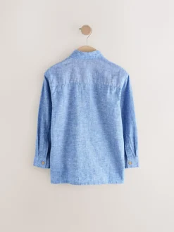 Bleu uni - Manches longues Lin Mix Relax! Chemises de nuit (3-16yrs)