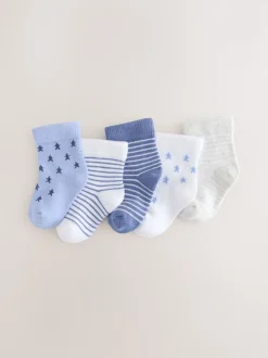 Bleu/Blanc - Lot de 5 chaussettes pour bébé (0mois-2ans)