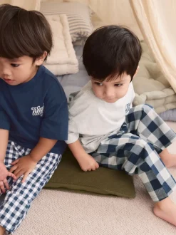 Bleu/Blanc - Lot de 2 pyjamas longs à manches courtes (9mois à12ans)