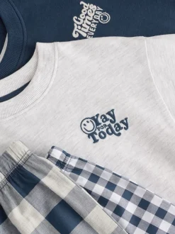 Bleu/Blanc - Lot de 2 pyjamas longs à manches courtes (9mois à12ans)