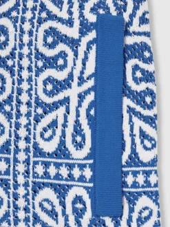 Bleu/Blanc - Reiss Redhill Tile Short en tricot à motif