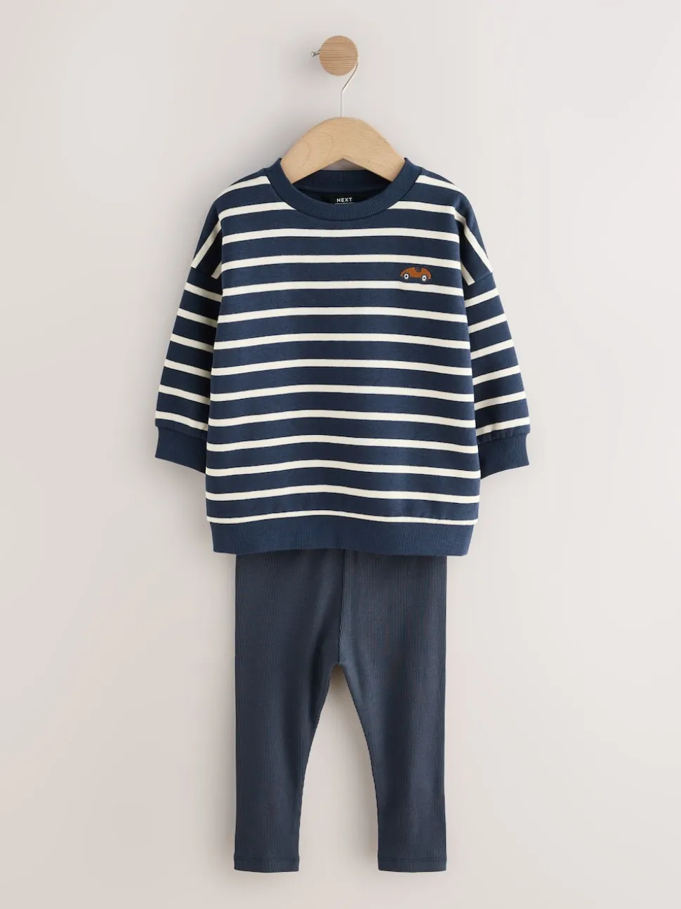 Bleu/blanc rayé/auto - Ensemble sweat-shirts et legging, lot de 2 (3mois-7ans)