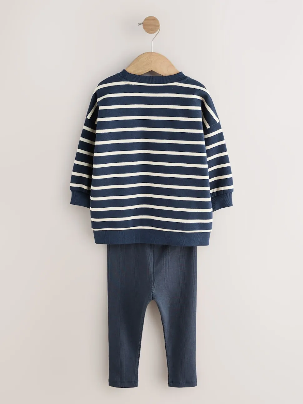 Bleu/blanc rayé/auto - Ensemble sweat-shirts et legging, lot de 2 (3mois-7ans)