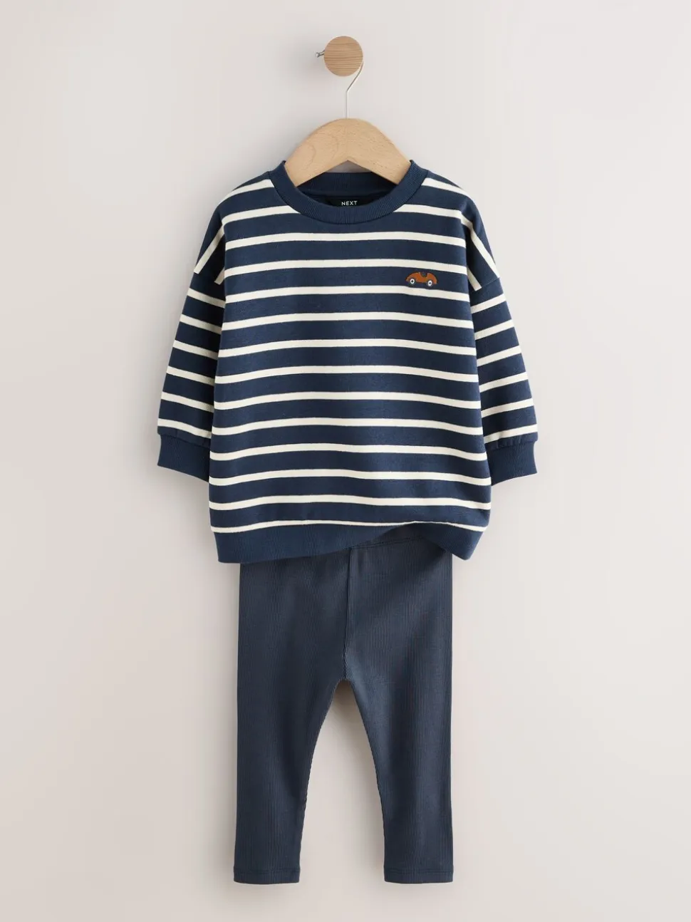 Bleu/blanc rayé/auto - Ensemble sweat-shirts et legging, lot de 2 (3mois-7ans)