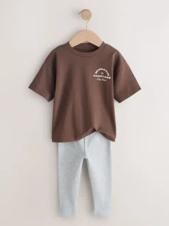 Bleu/blanc/marron - Ensemble haut et legging à manches courtes Lot de 3 (3mois7ans)