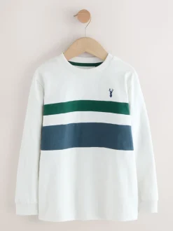 Bleu/blanc/vert - T-shirts à manches longues color-block, lot de 3 (3-16ans)