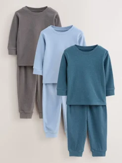 Bleu/bleu marine/gris - Lot de 3 pyjamas décontractés (9mois à12ans)