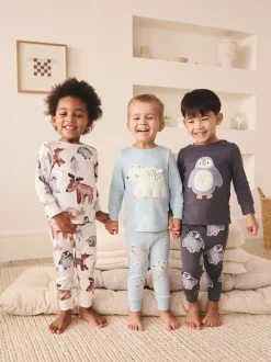 Bleu/écru Animal - Lot de 3 pyjamas Snuggle (9mois-8ans)