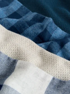 Bleu/Gris - Lot de 2 pyjamas en tissu à carreaux à manches longues (3-16ans)