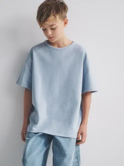 Bleu/Gris chiné/Bleu bleu marine - The Set lot de 4 t-shirts gaufrés à manches courtes