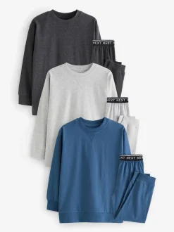 Bleu/gris/anthracite - Lot de 3 pyjamas à jambes courtes (3-16ans) (3-16ans)