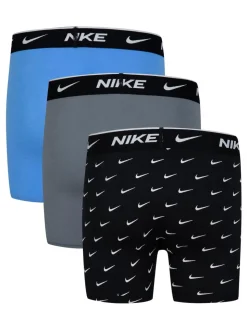 Bleu/gris/noir - Lot de 3 boxers extensibles en coton Nike Imprimé E Day