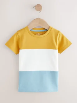 Bleu/Jaune - T-shirt color block à manches courtes (3mois-7ans) (3mois-7ans)