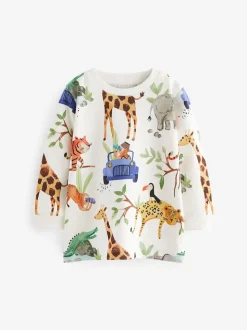 Bleu/jaune Safari - Lot de 3 T-shirts à manches longues imprimé animal et personnage (3mois-7 ans)