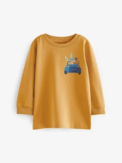 Bleu/jaune Safari - Lot de 3 T-shirts à manches longues imprimé animal et personnage (3mois-7 ans)