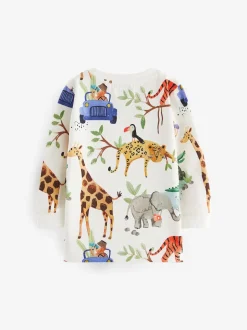 Bleu/jaune Safari - Lot de 3 T-shirts à manches longues imprimé animal et personnage (3mois-7 ans)