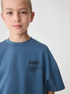 Bleu/Marine - Baker by Ted Baker ensemble t-shirt et short oversize à motif tonal