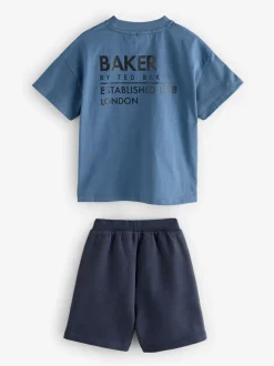 Bleu/Marine - Baker by Ted Baker ensemble t-shirt et short oversize à motif tonal