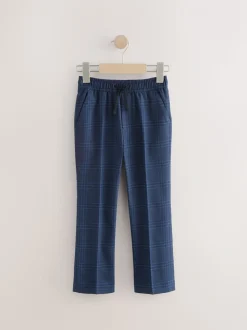 Bleu/Marine - Pantalons de costume Carreaux à enfiler (3-16ans)