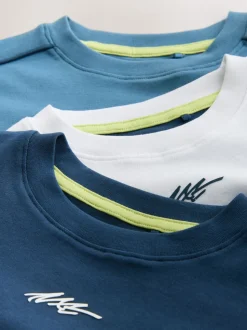 Bleu/marine/blanc - Lot de 3 t-shirts color block à manches courtes (3-16ans)