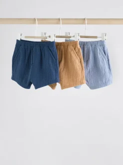 Bleu/marron - Jersey 100% coton Bébé Shorts 3 Lot (0mois-2ans)