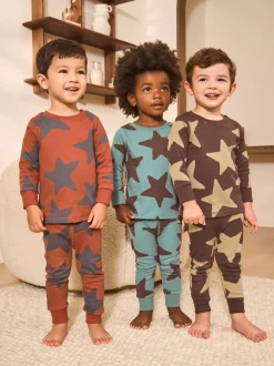Bleu/marron - Lot de 3 pyjamas Snuggle (9mois-10ans)