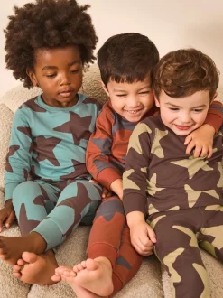 Bleu/marron - Lot de 3 pyjamas Snuggle (9mois-10ans)