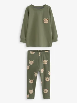 Bleu/Marron/Kaki Vert Animal - Lot de 3 pyjamas Snuggle (9mois-8ans)