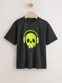 Bleu/Noir/Vert - Lot de 3 t-shirts à manches courtes à imprimé graphique décontractés (3-16ans)