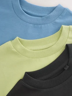 Bleu/Noir/Vert - Lot de 3 t-shirts à manches courtes à imprimé graphique décontractés (3-16ans)