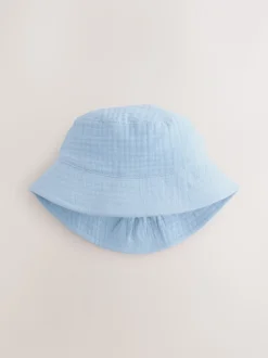 Bleu/ours neutre brodé - 100% coton Bébé Chapeaux seaux 2 Lot (0mois-2ans)