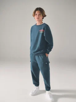 Bleu/rouge - Ensemble Superdry sweat et short