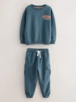 Bleu/rouge - Ensemble Superdry sweat et short