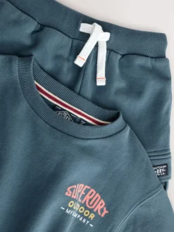 Bleu/rouge - Ensemble Superdry sweat et short
