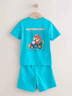 Bleu/Rouge Mario Kart - Pyjama court 100% coton 2 Lot (3-16ans)