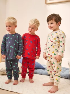 Bleu/Rouge/Crème - Lot de 3 pyjamas Snuggle (9mois-10ans)