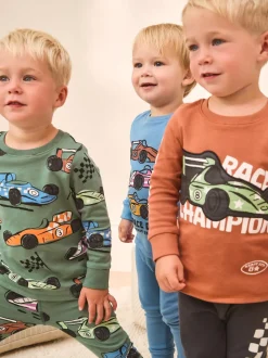 Bleu/vert - Lot de 3 pyjamas Snuggle courts (9mois-10ans)