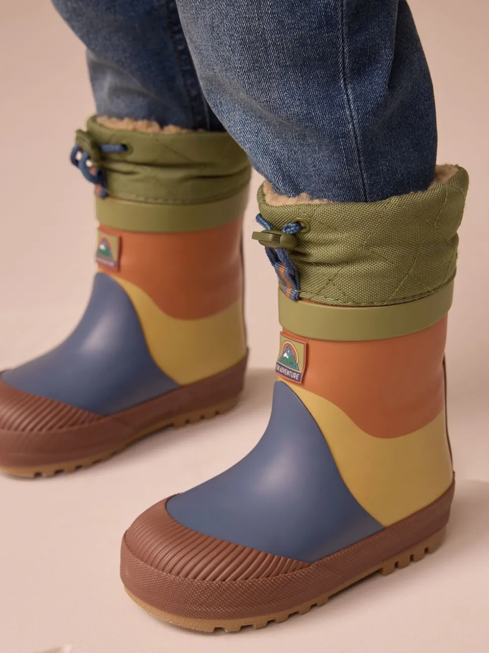 Bleu/Vert color block - Bottes en caoutchouc thermique Thinsulate™ avec extrémité doublée