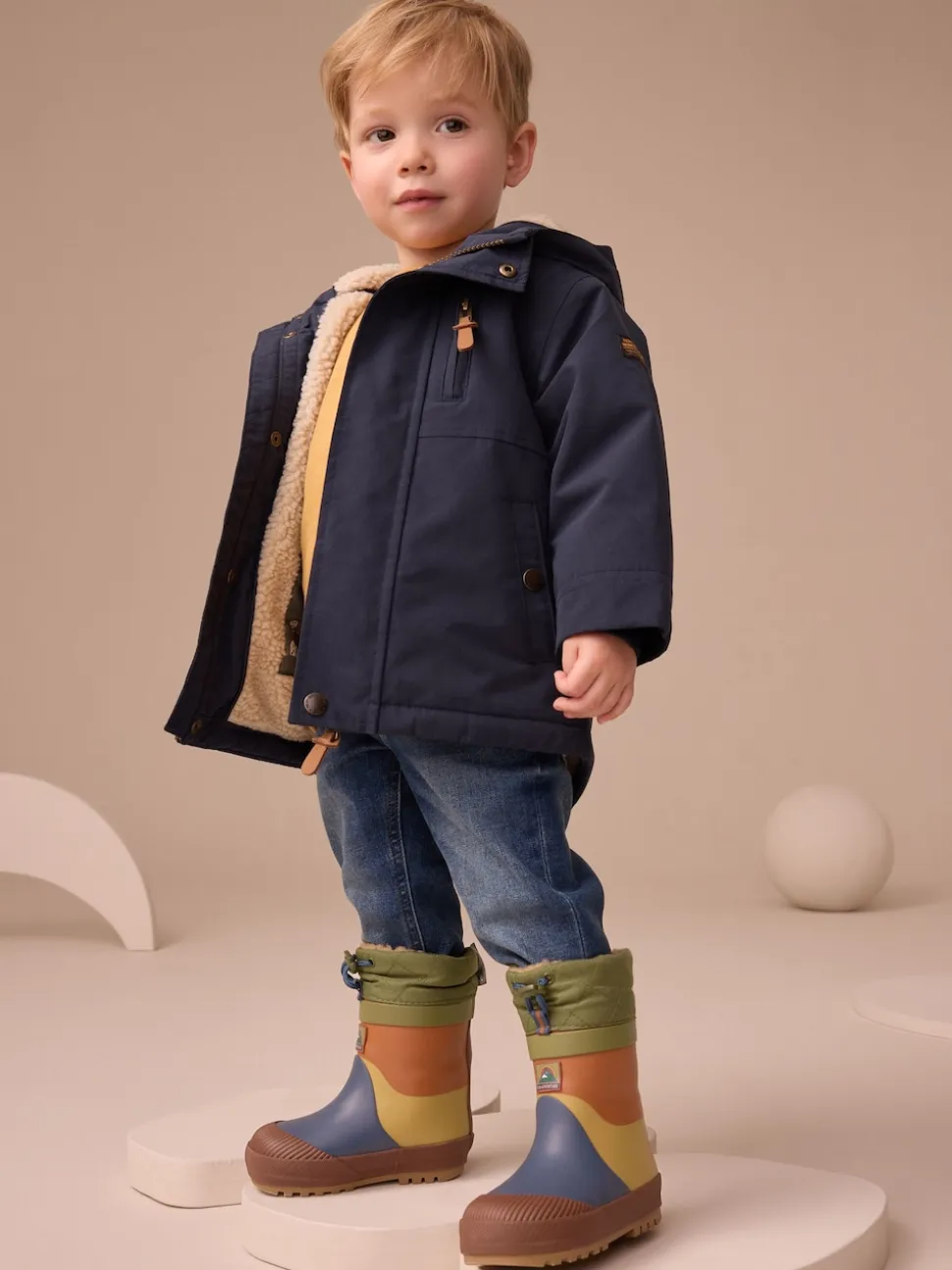 Bleu/Vert color block - Bottes en caoutchouc thermique Thinsulate™ avec extrémité doublée