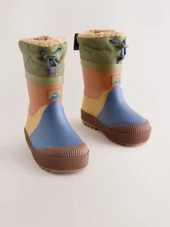 Bleu/Vert color block - Bottes en caoutchouc thermique Thinsulate™ avec extrémité doublée