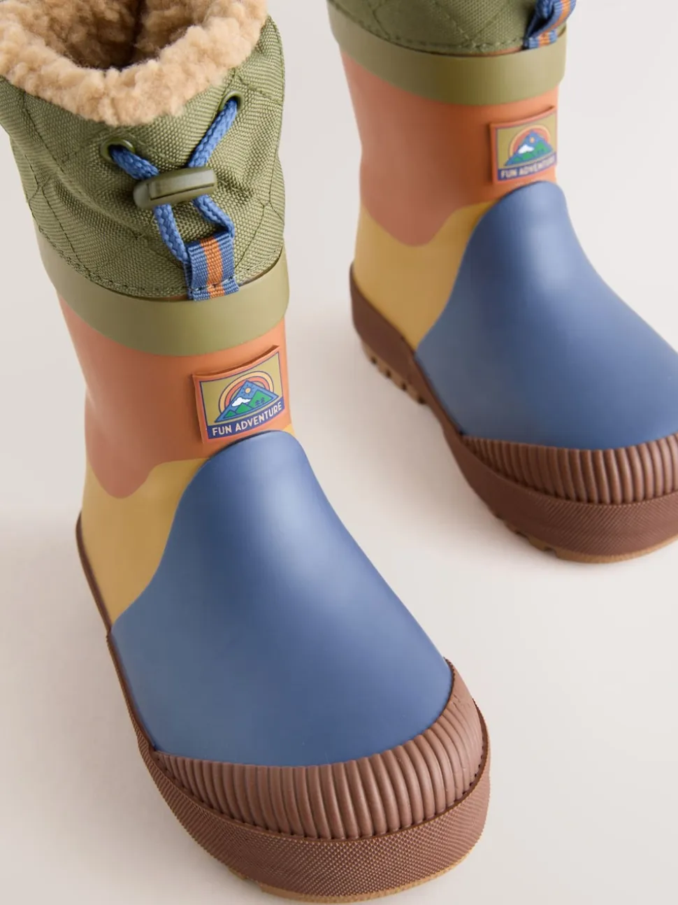 Bleu/Vert color block - Bottes en caoutchouc thermique Thinsulate™ avec extrémité doublée