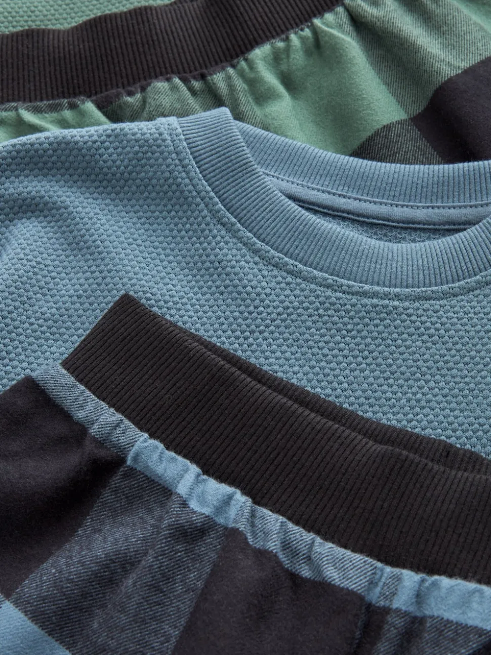 Bleu/Vert/Brun - Lot de 3 pyjamas tissés à carreaux (3-16ans)