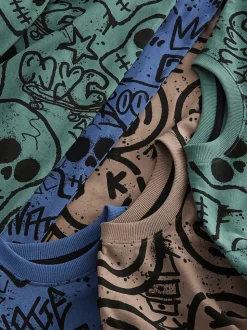 Bleu/Vert/Neutre Personnage - Lot de 3 pyjamas à manches longues (3-16ans)