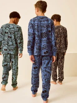 Bleu/Vert/Neutre Personnage - Lot de 3 pyjamas à manches longues (3-16ans)